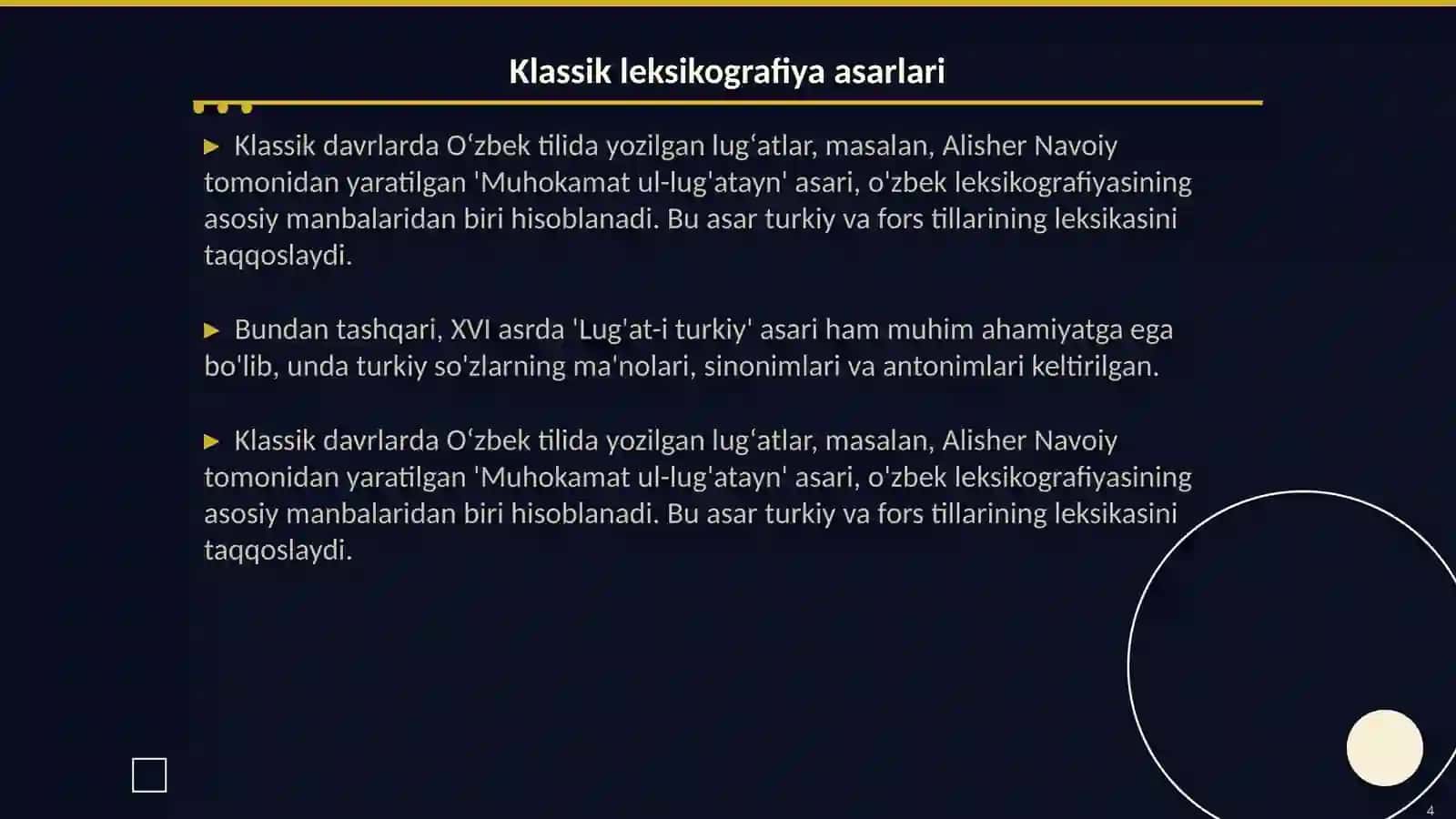 Oʻzbek tili leksikografiyasining taraqqiyot bosqichlari 4