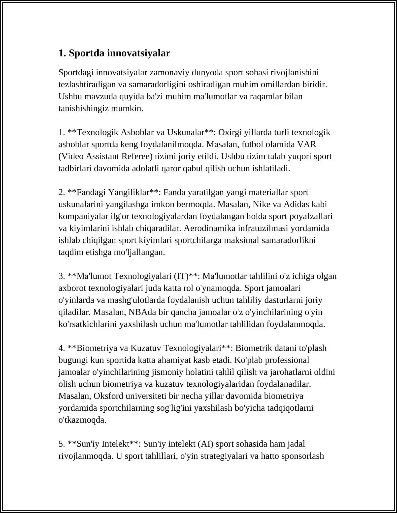 SPORTDA INNOVATSIYALAR 4
