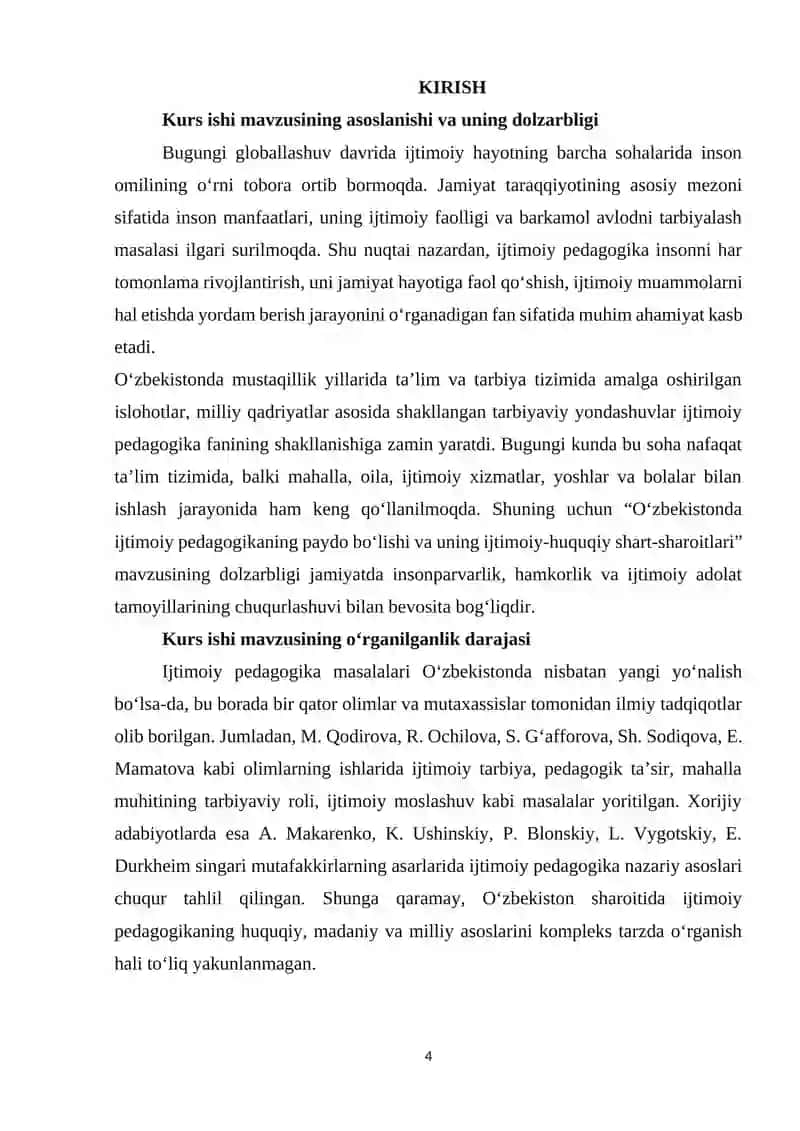 Oʻzbekistonda ijtimoiy pedagogikani paydo boʻlishi ijtimoiy pedagoʻgikani paydo boʻlishini ijtimoiy huquqi shart sharoyitlari 4
