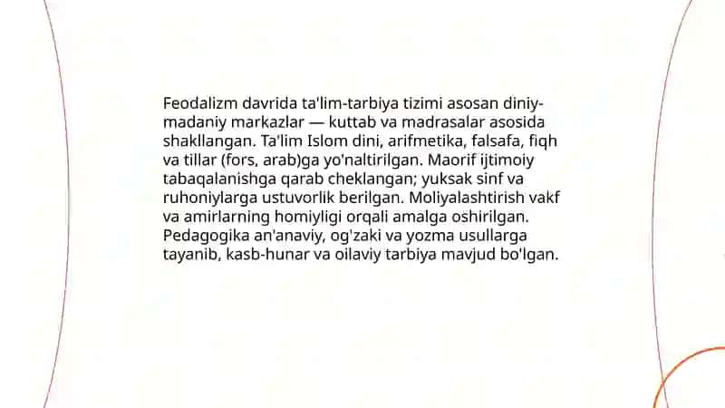 Turli ijtimoiy-iqtisodiy farmatsiyalar davrida ta’lim-tarbiya va maorif pedagogika fikrlar taraqiyoti 4