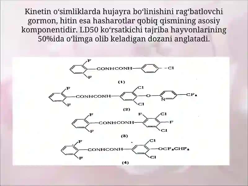 Karbamin kislota, tio- va ditiokarbamin kislota, mochivena va tiomochivena hosilalari asosidagi pestitsidlar. 4