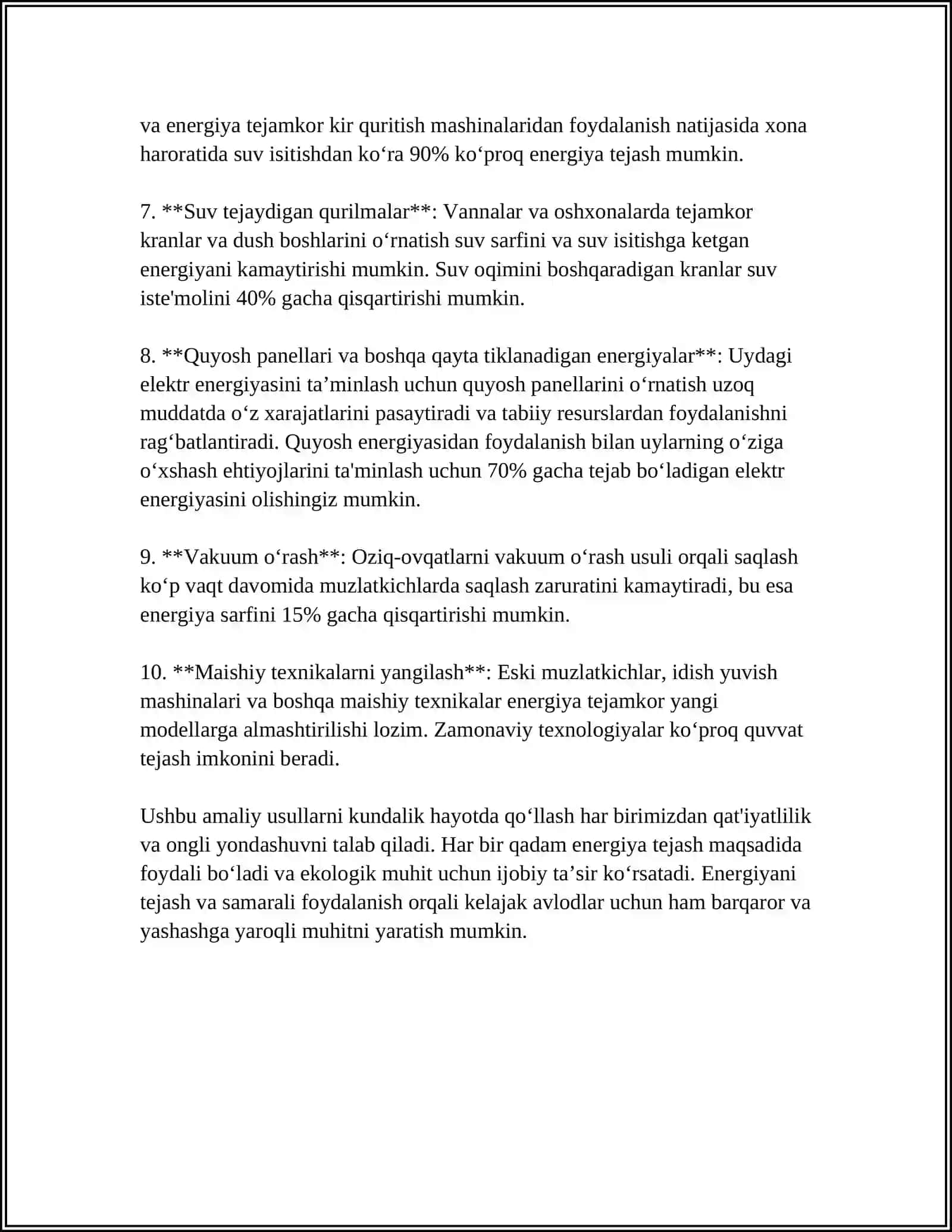 ENERGIYA SAMARADORLIGI VA TEJAMKORLIK: KUNDALIK HAYOTDAN SANOAT VA BINOLARGACHA 4