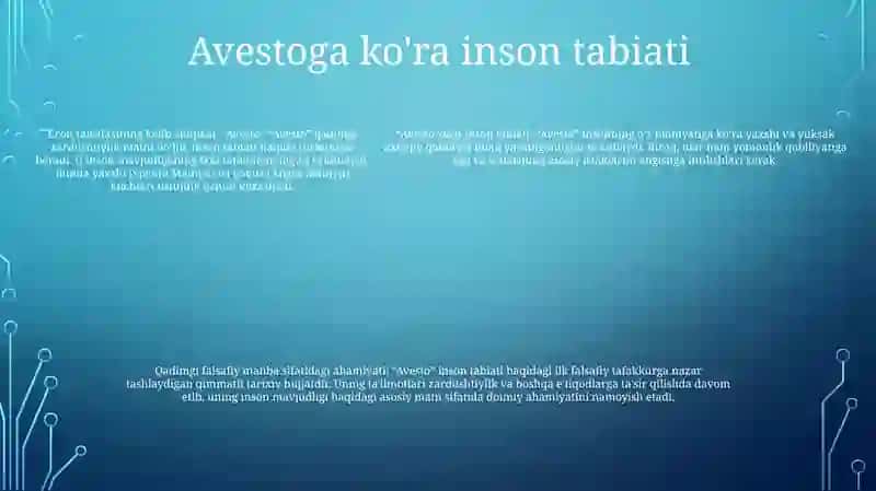 Avesto Qadimgi Davrda Markaziy Osiyoda Rivojlangan Inson Tabiat, Jamiyat Va Davlatchilik Haqidagi Falsafiy GʻOyalarning IlkManbasiSifatida 4