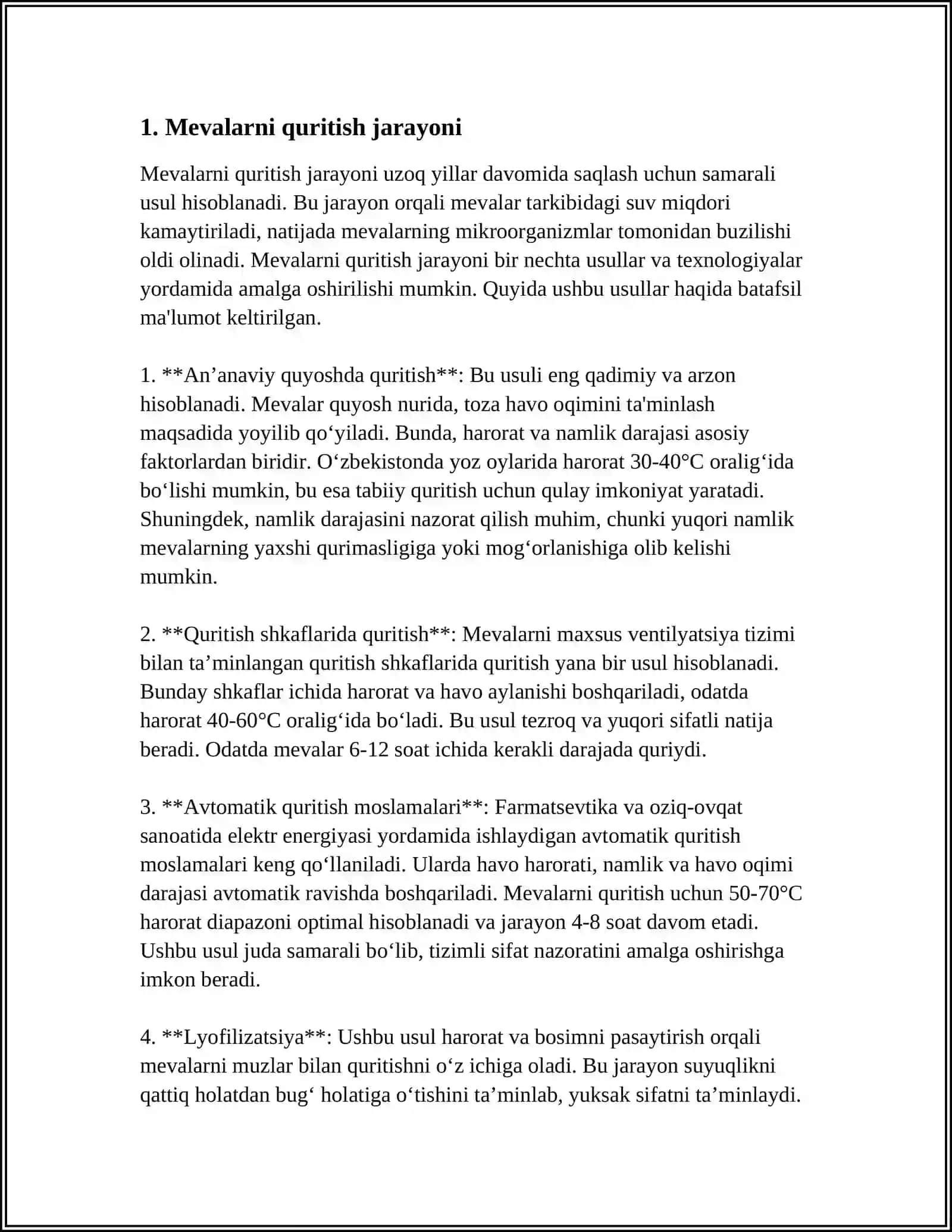 MEVA VA SABZAVOTLARNI QURITISH TEXNOLOGIYASI 4