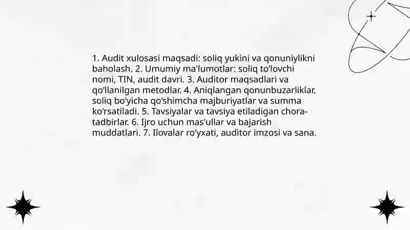 Soliq auditi natijalarini rasmiylashtirish 4