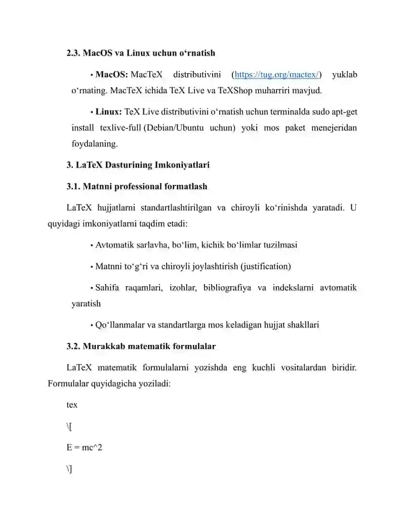 LaTeX Dasturini O‘rnatish va Uning Imkoniyatlari 4