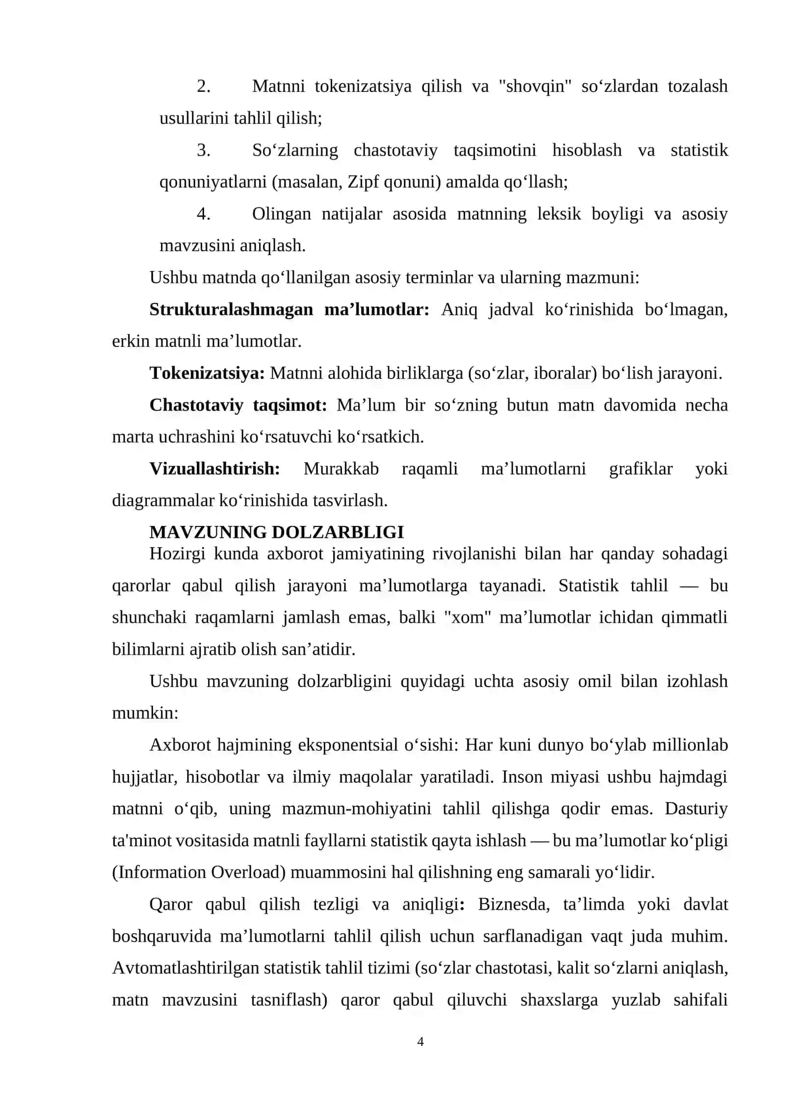 FAYLDAN MATN O'QIB UNI STATISTIK TAHLIL QILISH 4