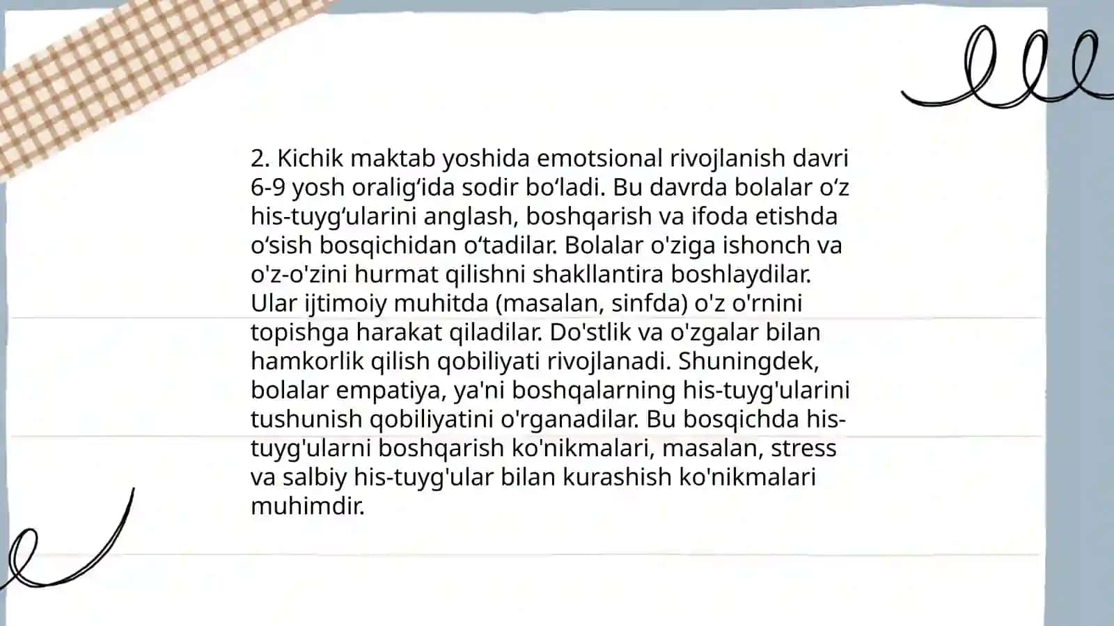 Kichik maktab yoshi davrida psixik rivojlanish xususiyatlar 4