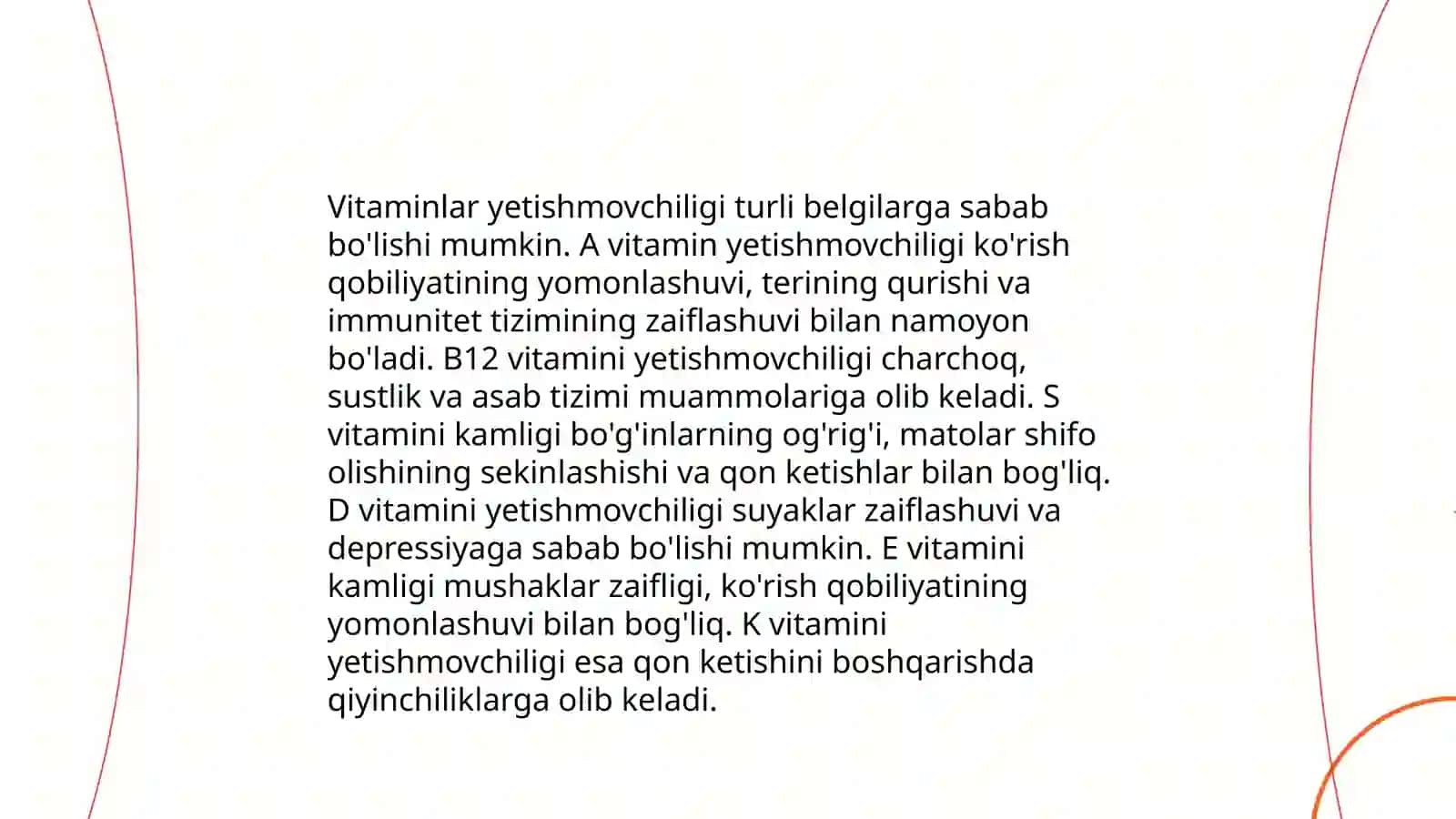 Organizmning vitaminlar bilan ta'minlanganligini o'rganish va baholash 4