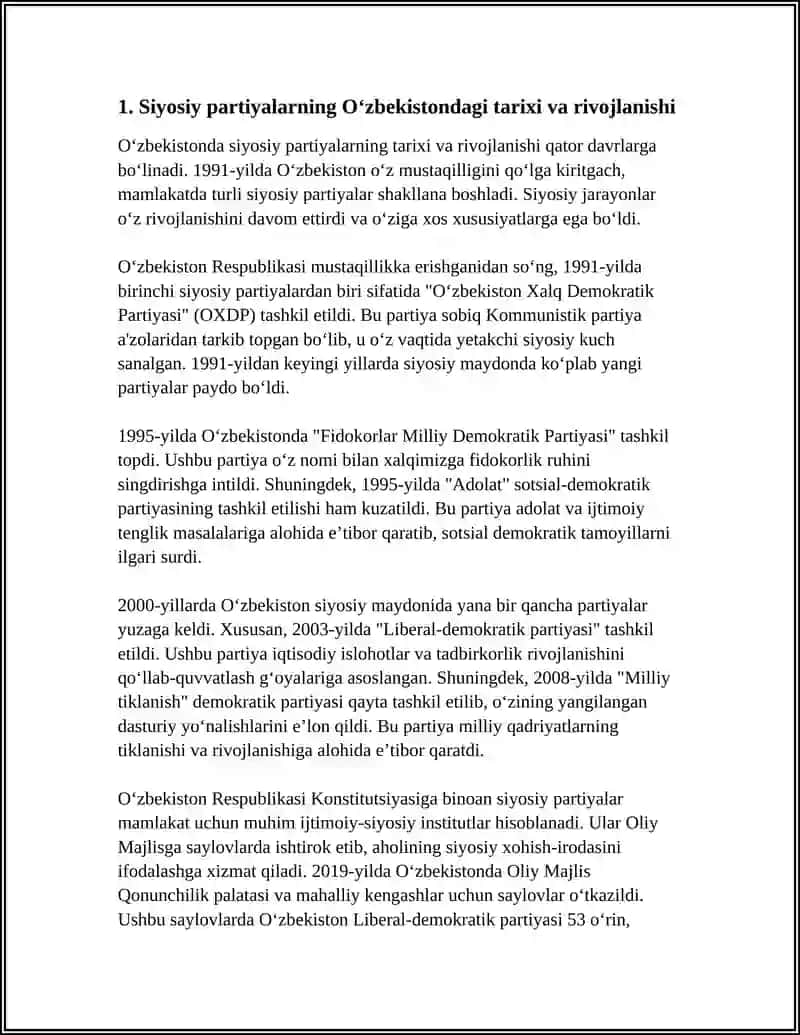 SIYOSIY PARTIYALAR FAOLIYATI VA OʻZBEKISTONDA SAYLOV TIZIMI 4