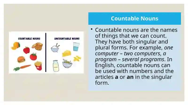 My specialty. Countable and uncountable nouns 4