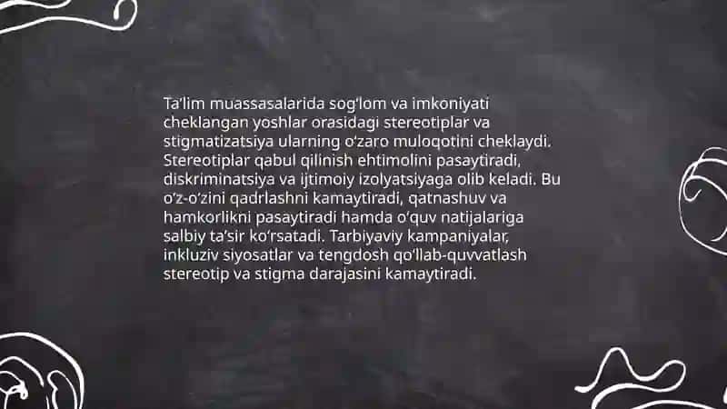 Taʼlim muassasalarida sogʻlom va imkoniyati cheklangan yoshlar oʻzora muloqotning ijtimoiy persepsiya 4
