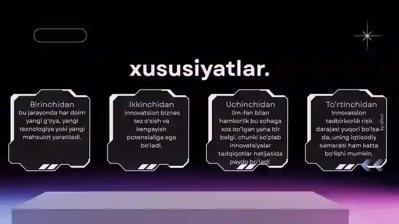 INNOVATSION TADBIRKORLIKNI RIVOJLANTIRISH VA UNI QO'LLAB-QUVVATLASH 4