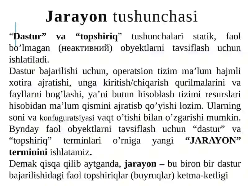 OPERATSION TIZIMDA JARAYON TUSHUNCHASI 4