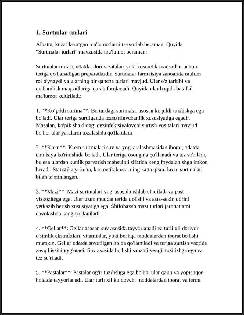 SURTMALAR, ULARDA QO'LLANILADIGAN ASOSLAR, UMUMIY TEXNOLOGIYASI 4