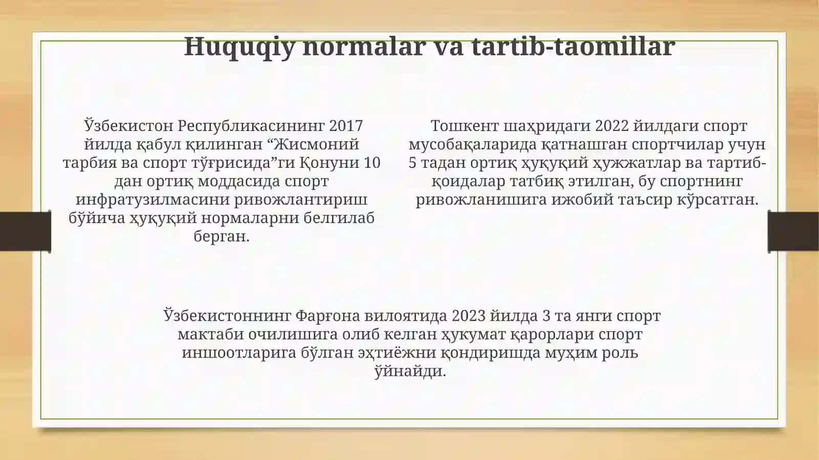 Jismoniy madaniyat va sportda qabul qilingan hujjatlarning ahamiyati 4
