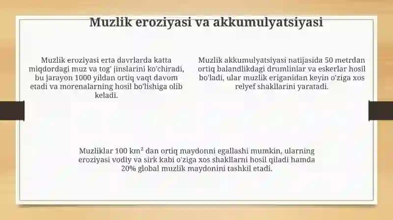 Muzlik va qor jarayonlarining relyefga ta'siri 4