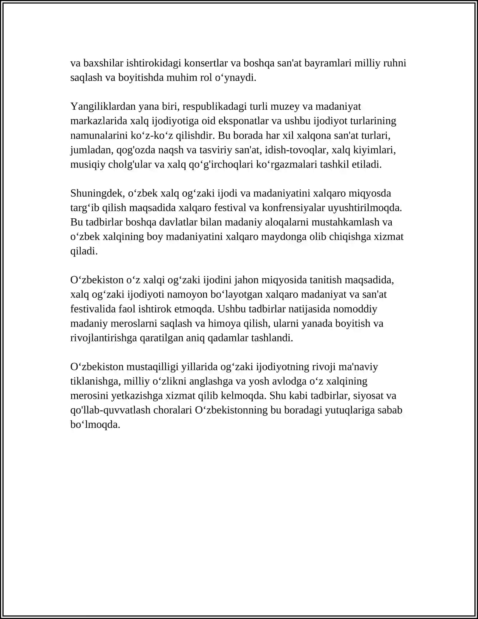 MUSTAQILLIK SHAROFATIDA XALQ OGʻZAKI IJODINING DAVLAT MAQOMIGA ERISHUVI 4