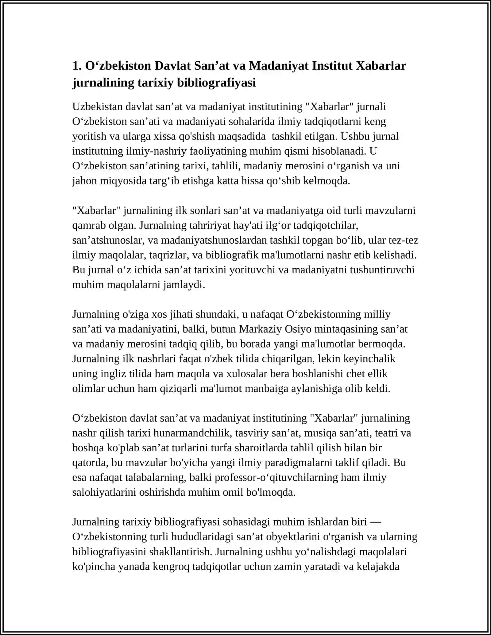 O'zbekiston Davlat San'at va Madaniyat Institut Xabarlar Jurnali 4