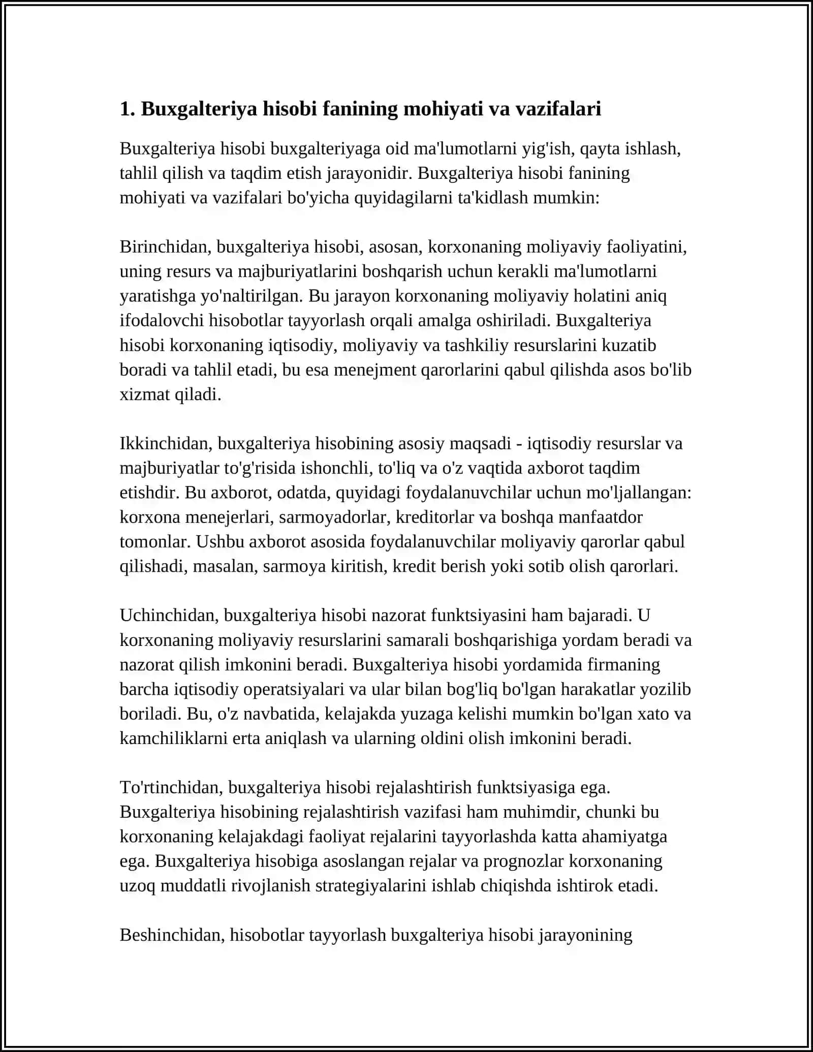 BIZNESDA BUXGALTERIYA HISOBI FANINING UMUMIY TASNIFI PREDMETI VA METODINING ELEMENTLARI 4