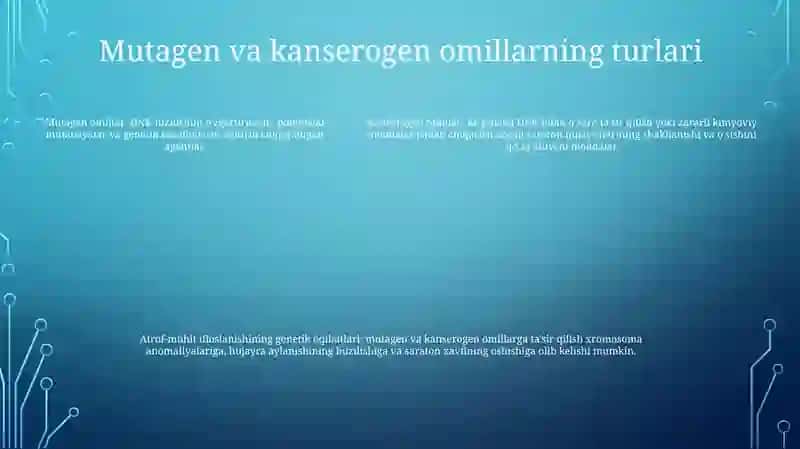 Atrof -Muhitning Ifloslanishida Muhim Rol O‘Ynaydigan Mutogen, Konserogen Omillarning Genetik Oqibatlari 4