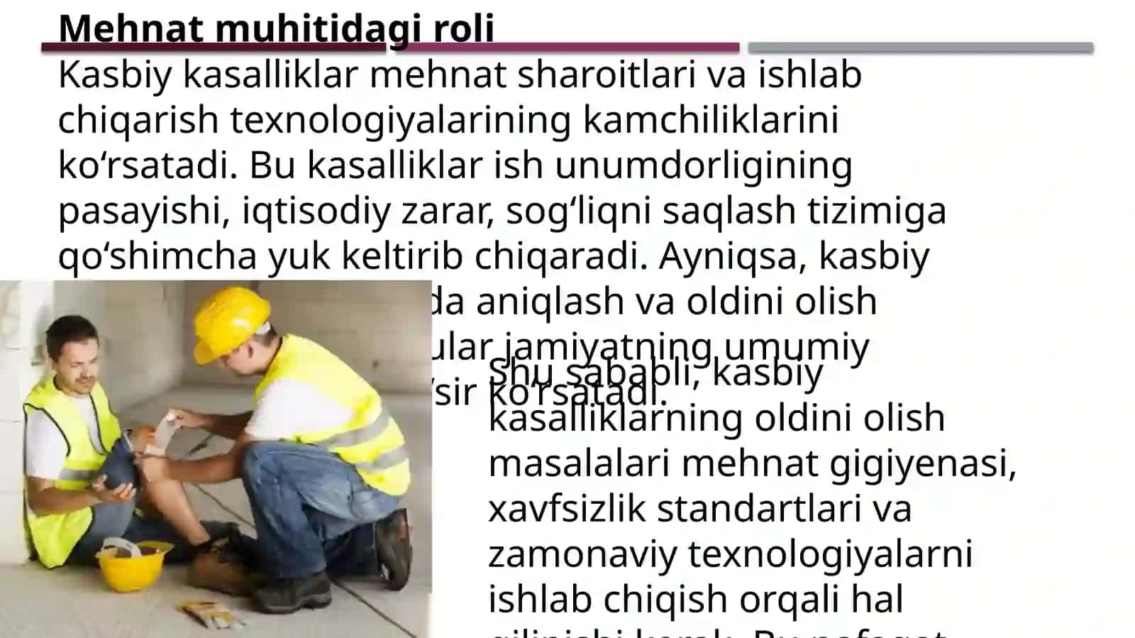 Kasbiykasalliklari va Oldini Olish Chora Tadbirlari 4