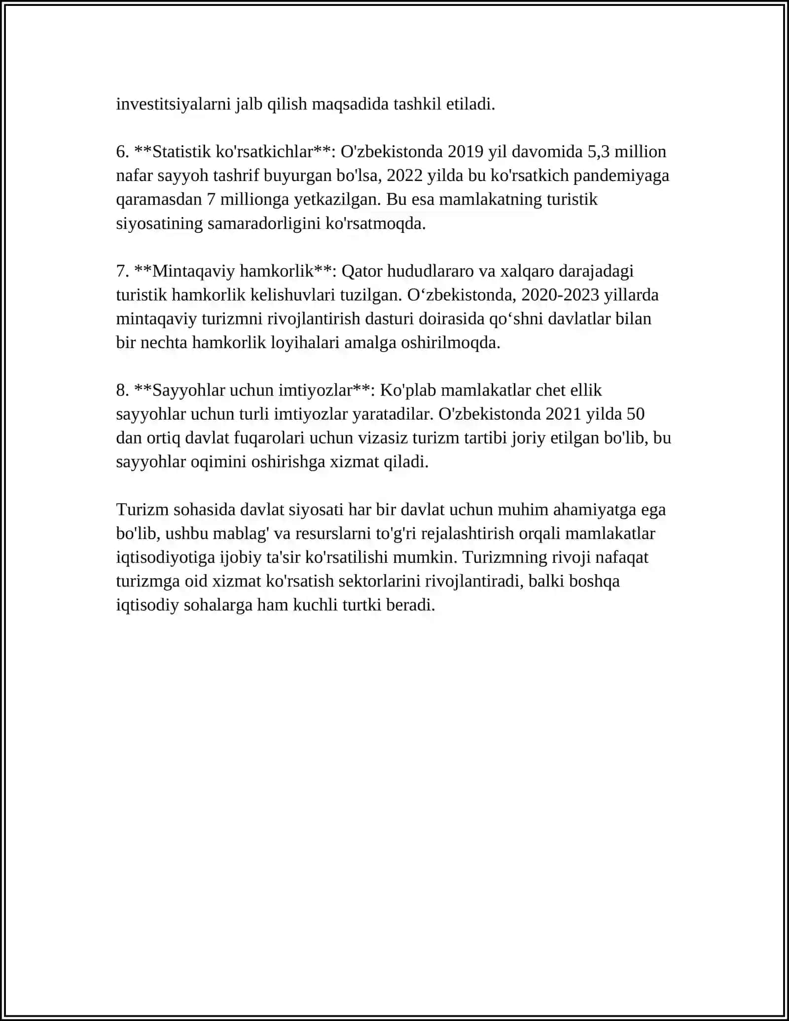 TURIZM SOHASINING DAVLAT TOMONIDAN BOSHQARISH YÓNALISHLARI 4
