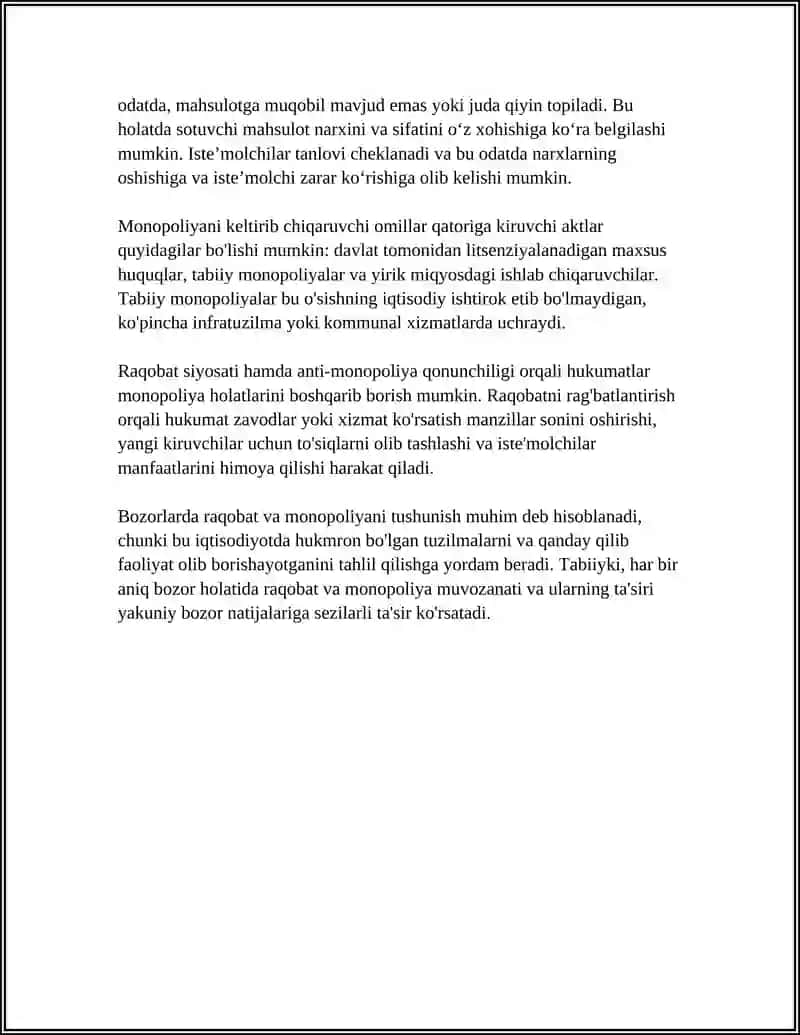 Raqobat va Monopoliya Referati 4
