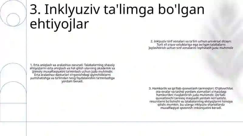 Inklyuziv TaʼLimning Tamoyillari Va Unga BoʻLgan Ehtiyojlar Va Uning Sabablari, Bosqichlari 4