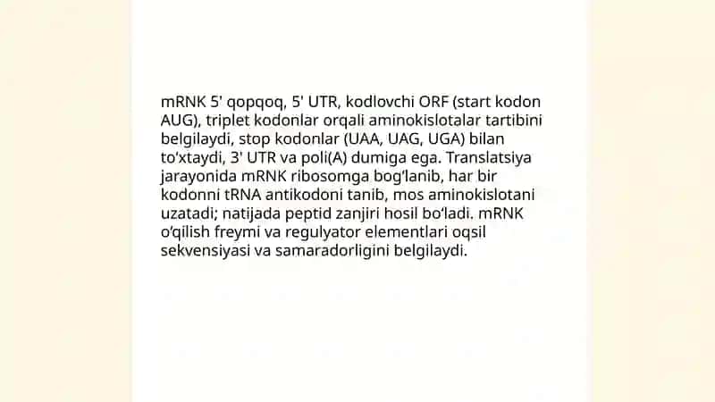 Oqsil biosintezi. Kodon va antikodon 4