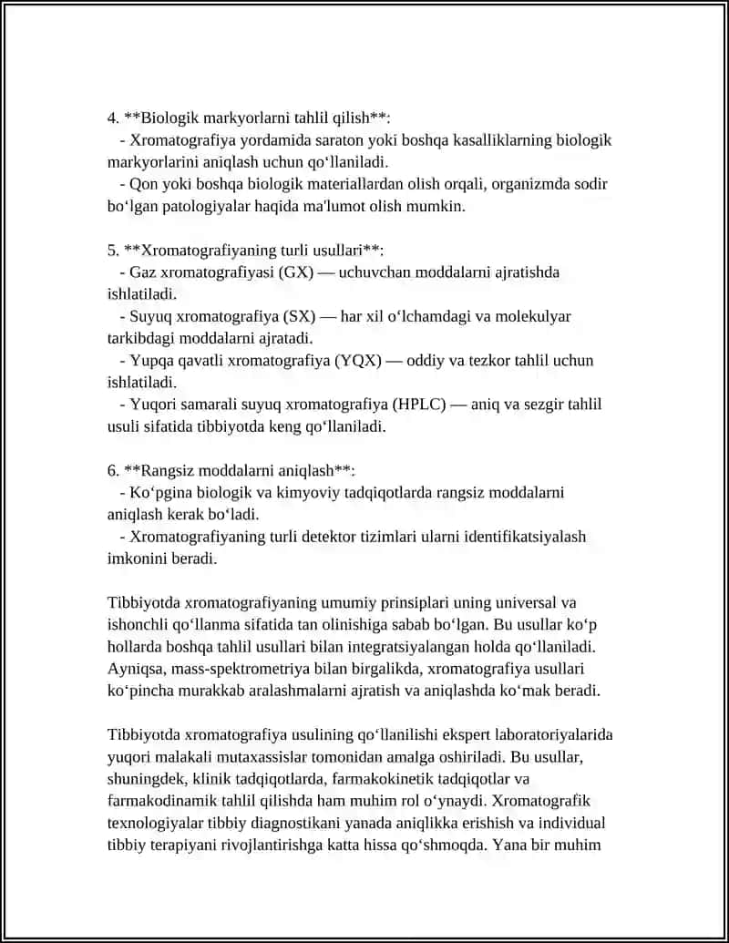 XROMOTOGARAFIYANING TIBBIYOTDA QOʻLLANISHI 4