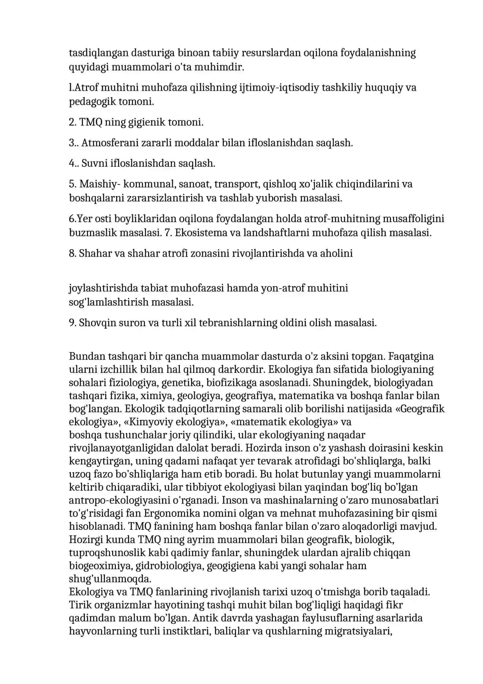 Ekologiya va Atrof Muhit Muhofazasi Fanlari 4