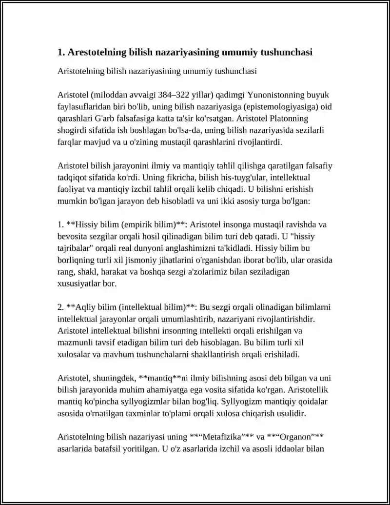Arestotelning bilish nazariyasi va uning mazmuni 4