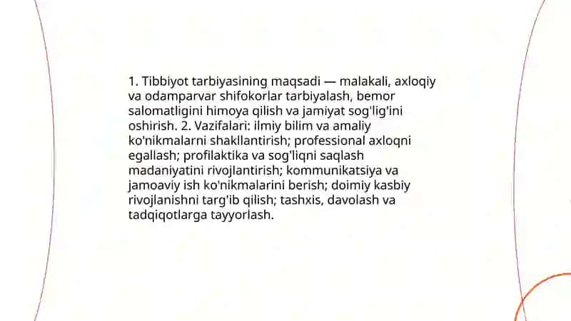 Tibbiyotda tarbiyaning jarayoni mohiyati va mazmuni 4