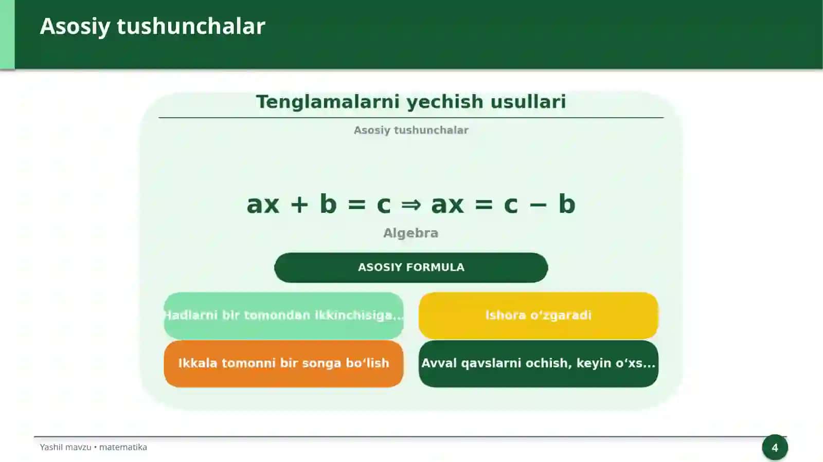 Tenglamalarni yechish usullari 4