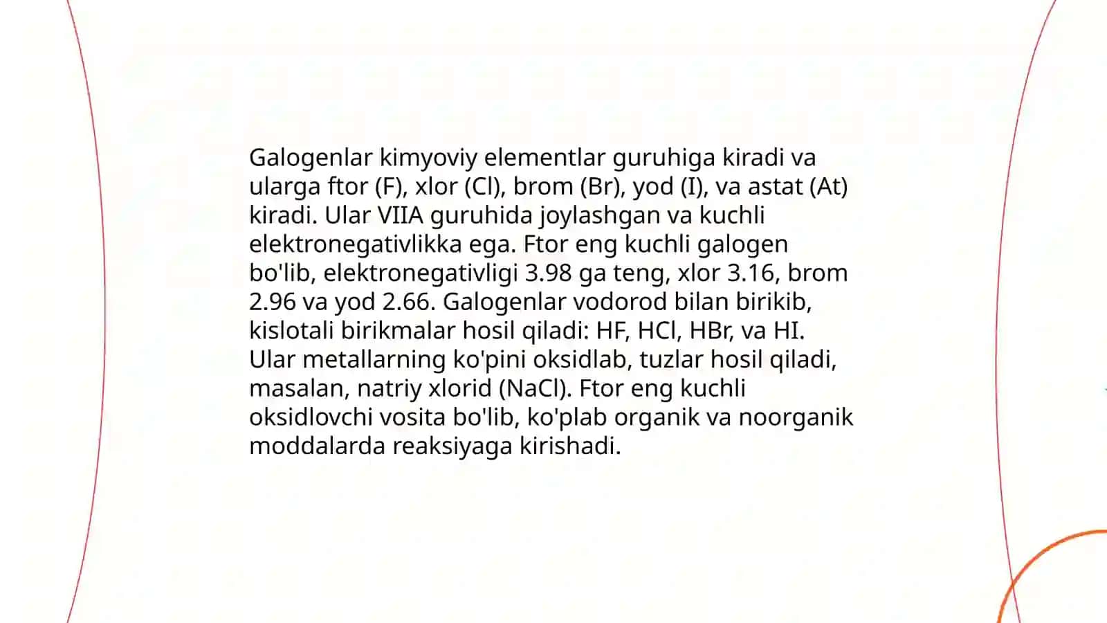 Galogenlarning sulfidlari. Galogenlarning oksokislotalari 4