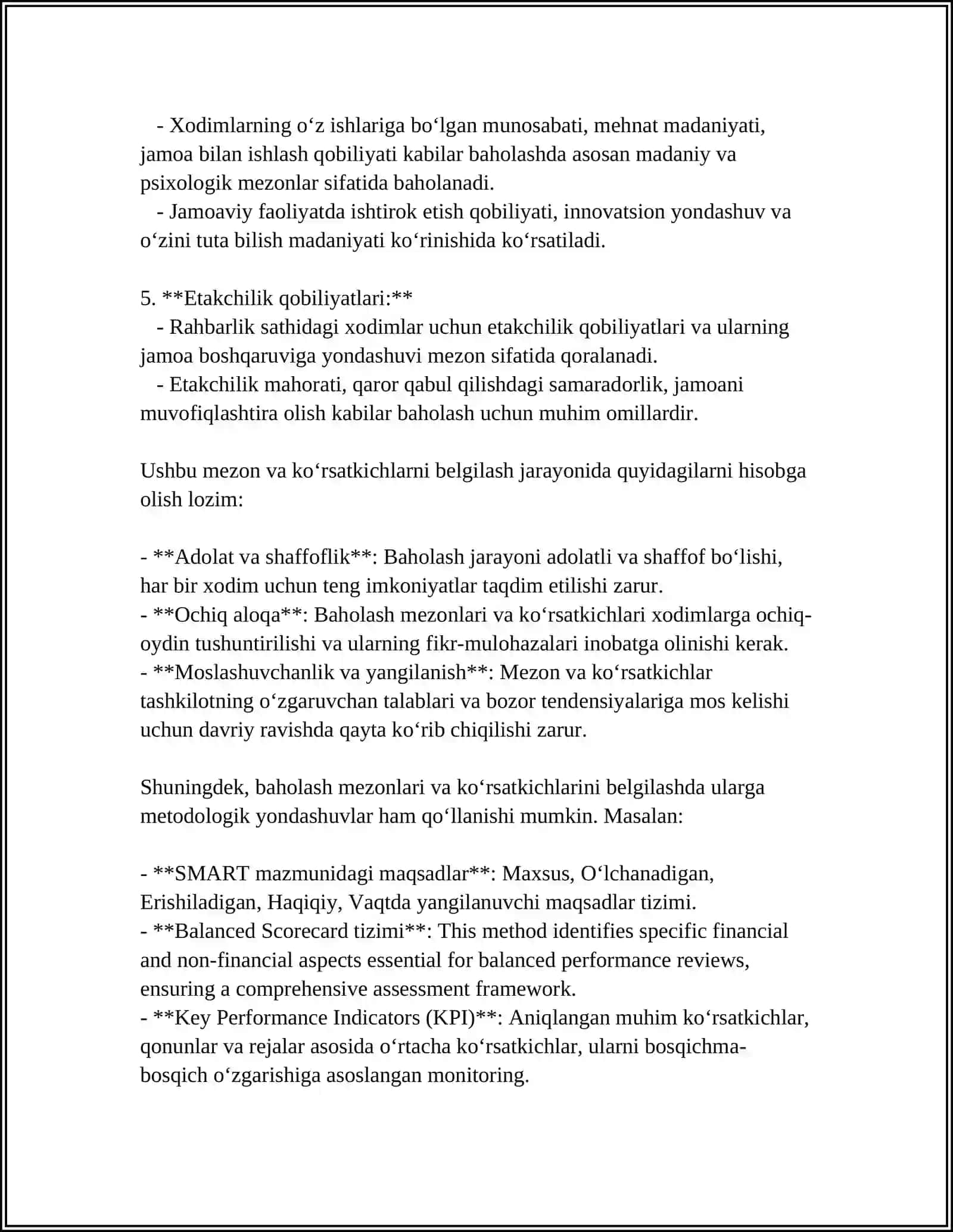 INSON RUSERSLARI FAOLIYAT SAMARADORLIGINI BAHOLASH YONDASHUVLARI 4