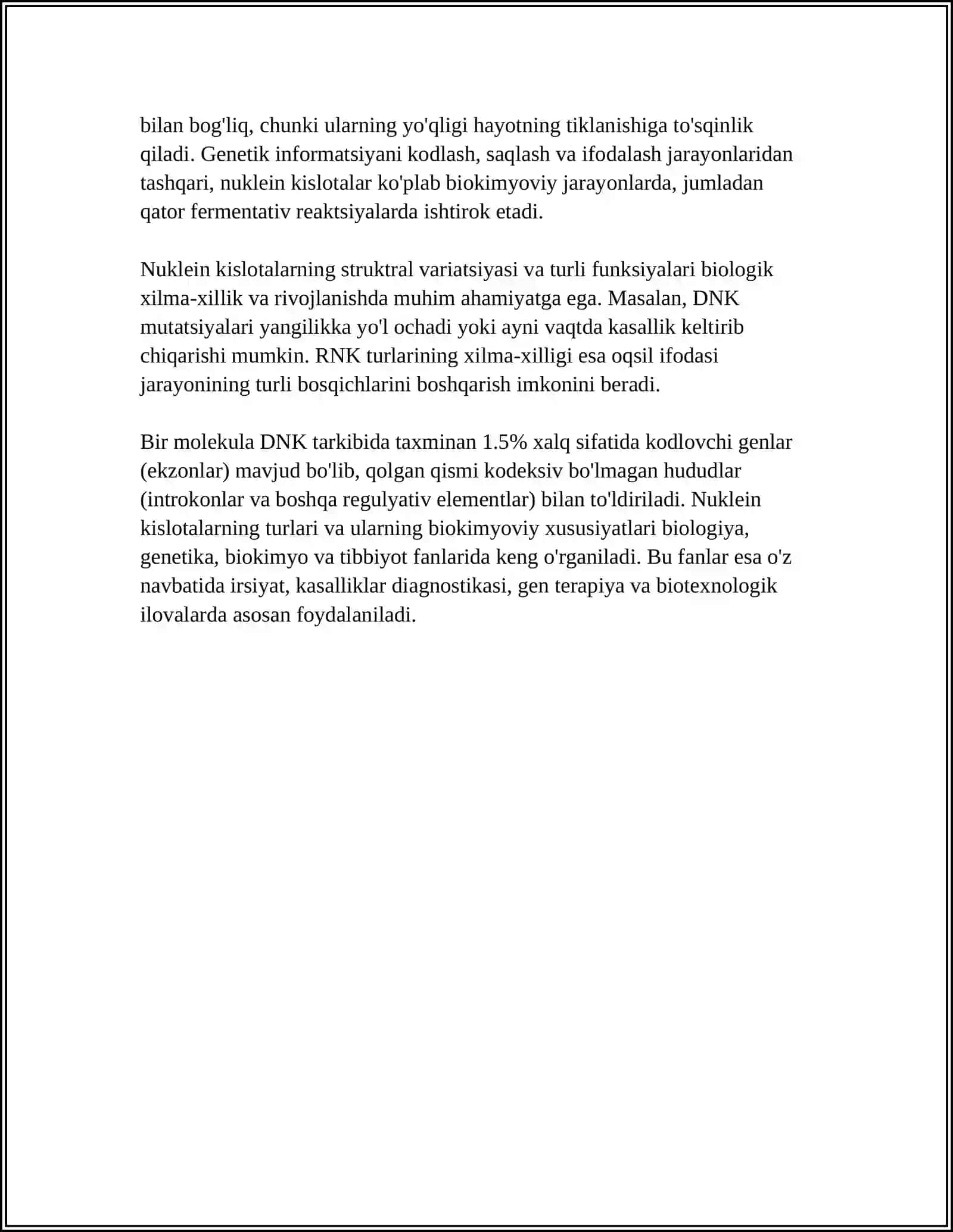 NUKLEIN KISLOTALAR. ULARNING TUZILISHI VA FUNKSIYALARI 4