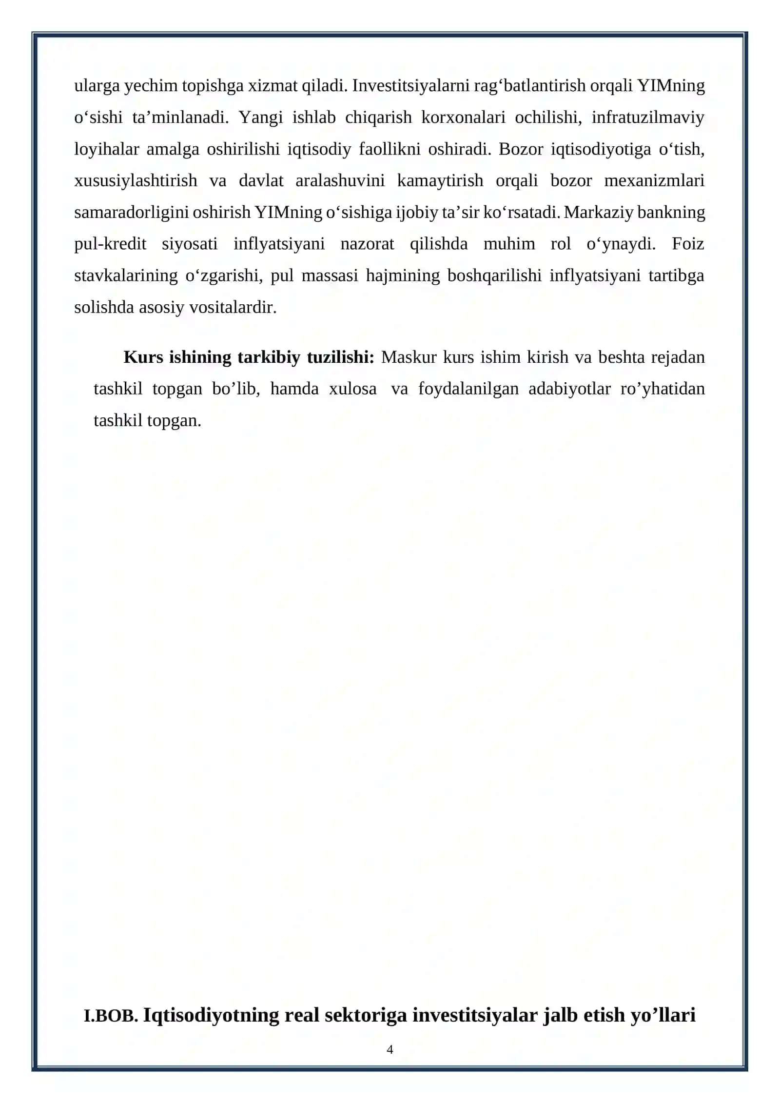 Iqtisodiyotning real sektoriga investitsiyalar jalb etish yo’llari 4