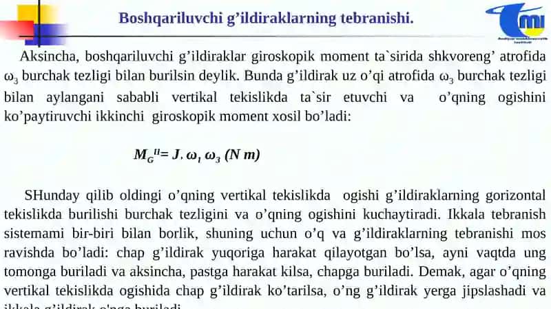 Avtomobil boshqariluvchi g'ildiraklarining tebranishi 4