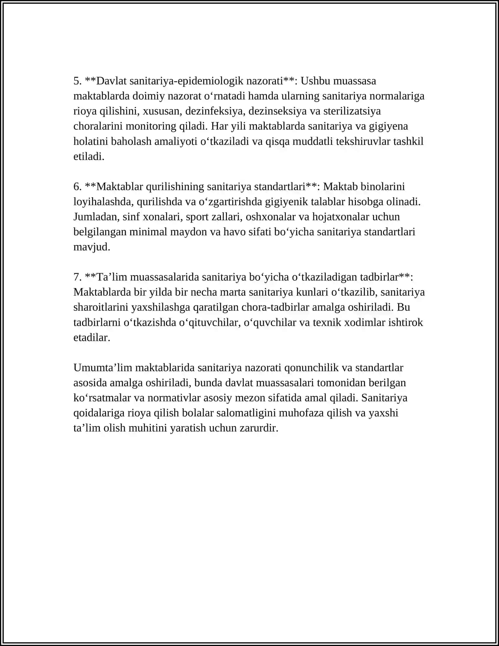 UMUMTAʼLIM MAKTABLARIDA LABORATOR INSTRUMENTAL VA JORIY SANITARIYA NAZORATI MATERIALLARI TAHLILI 4