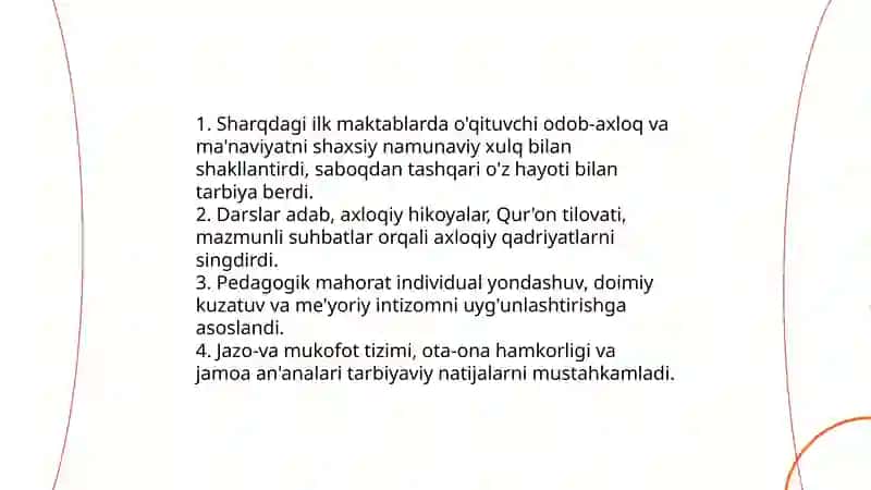 Sharqdagi ilk maktablarda oʻqituvchining pedagogik mahorati 4