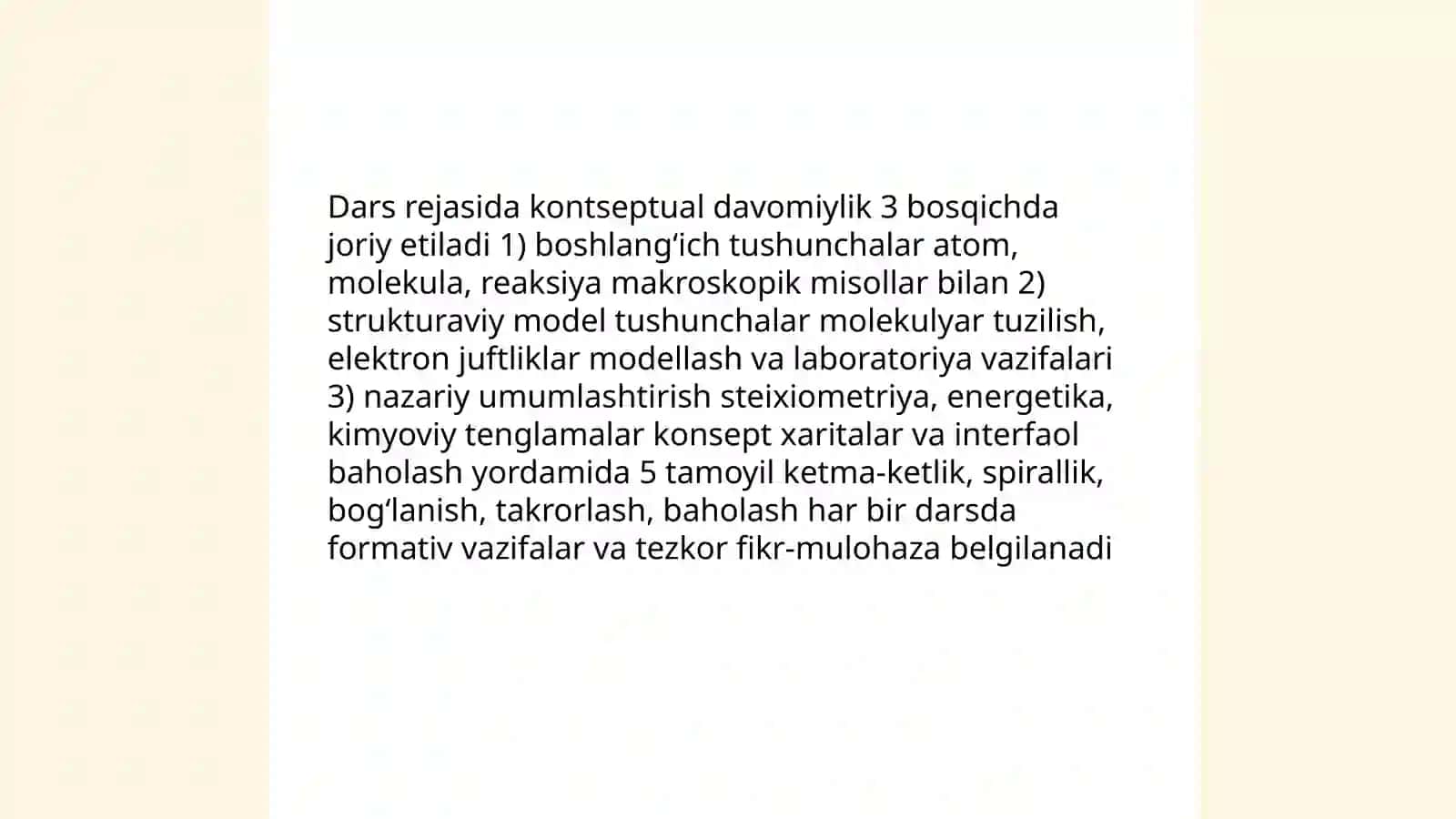Kimyo o'qitishda tizimlilik va izchilik prensiplarini amalga oshirish 4