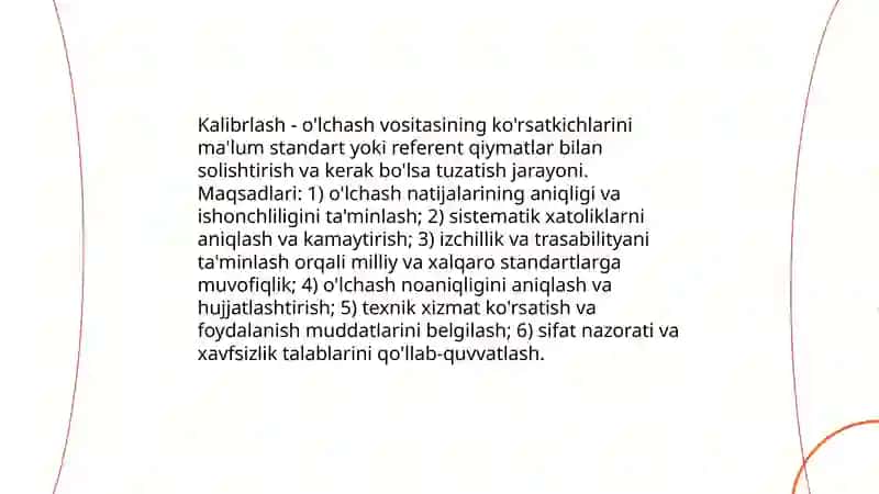 O'lchash vositalarini qiyoslash va kalibrlash 4