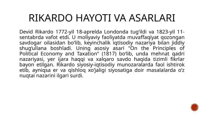 Devid Rikardo talimotining ahamiyoti 4