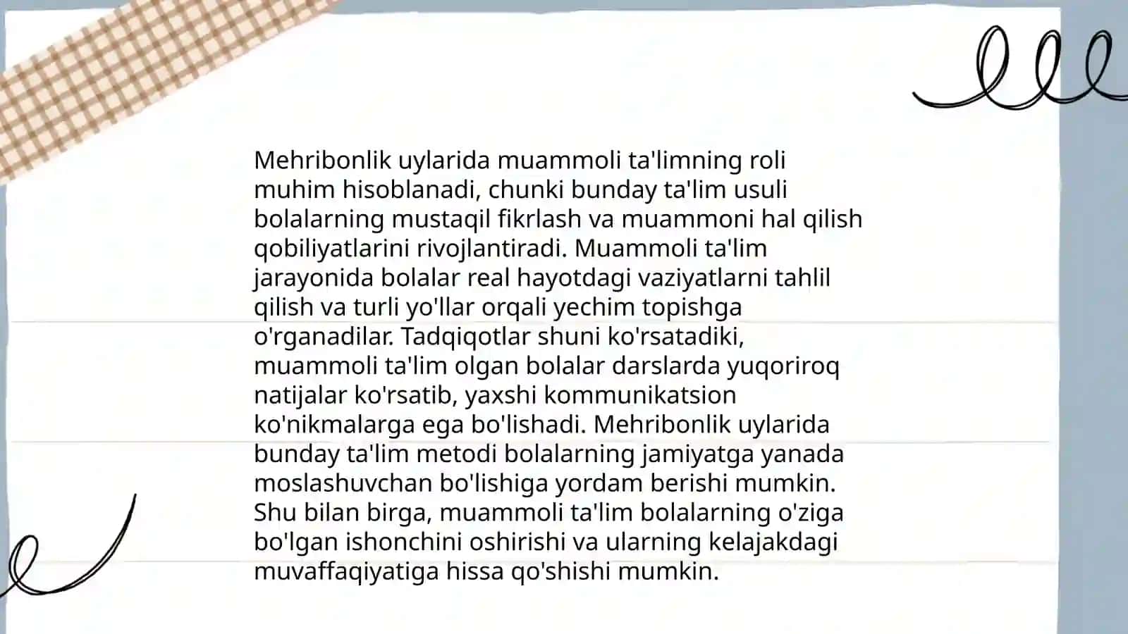 Mehribonlik uyi tarbiyalanuvchilari bilan olib borilayotgan ijtimoiy pedagogik faoliyatda muammoli talim texnologiyalaridan foydalanish 4