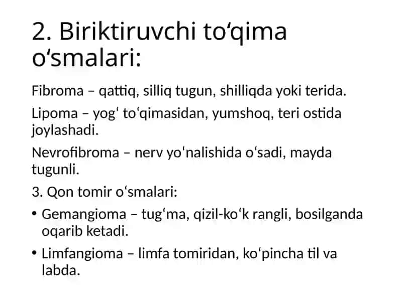 Yuz jagʻ sohasining xavfli va xavfsiz oʻsmalari 4