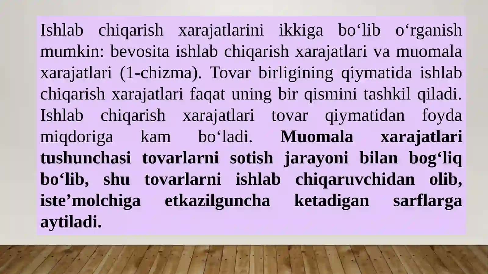 ISHLAB CHIQARISH XARAJATLARI, ISH HAQI, DAROMADLAR VA FOYDA 4