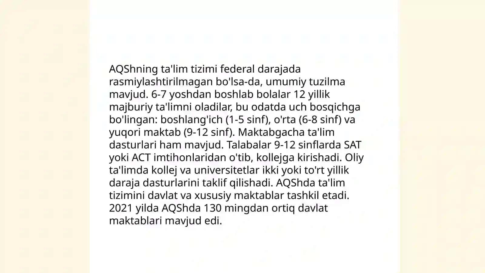 Xorijiy rivojlangan davlatlar ta'lim tizimi.AQSh va Yaponiya ta'lim tizimining o'ziga xosliklari 4