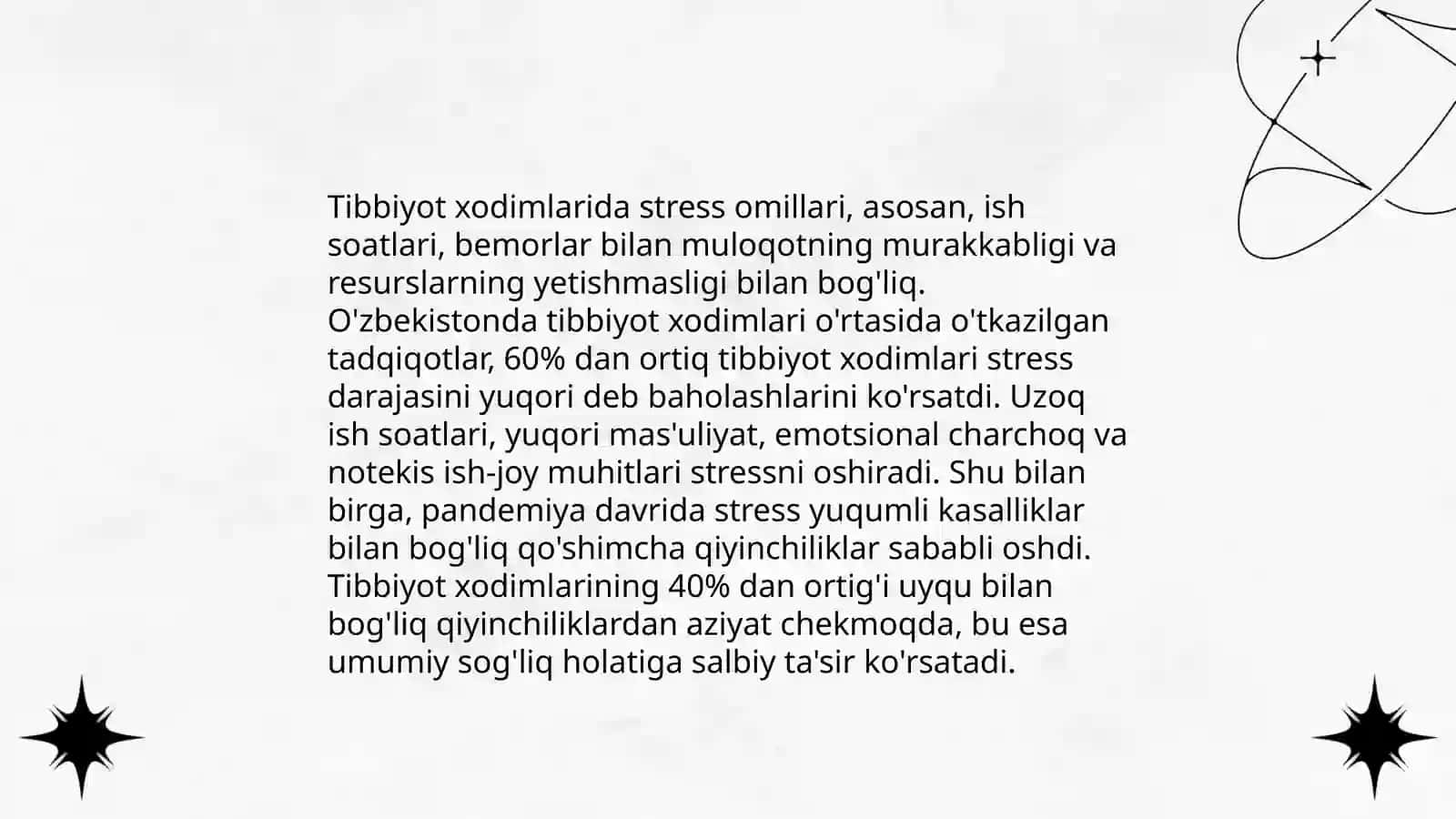 Tibbiyot xodimlarida emotsional holatlarning o'ziga xosligi: stress va uning bosqichlari, bartaraf etish yo'llari 4